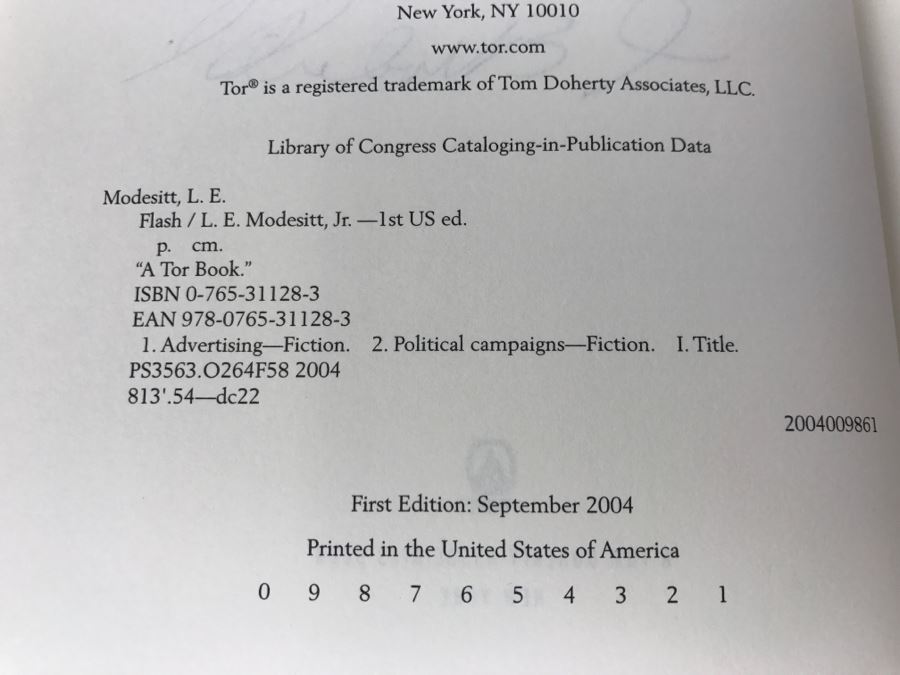 Signed First Edition 2004 Hardcover Book Flash By L.E. Modesitt, Jr. [Photo 8]