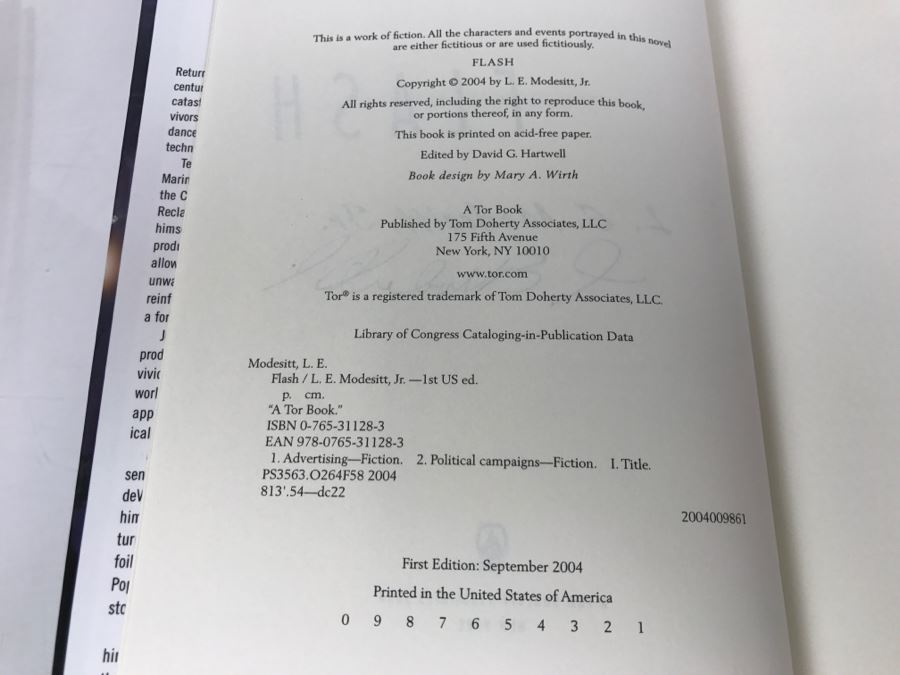 Signed First Edition 2004 Hardcover Book Flash By L.E. Modesitt, Jr. [Photo 7]