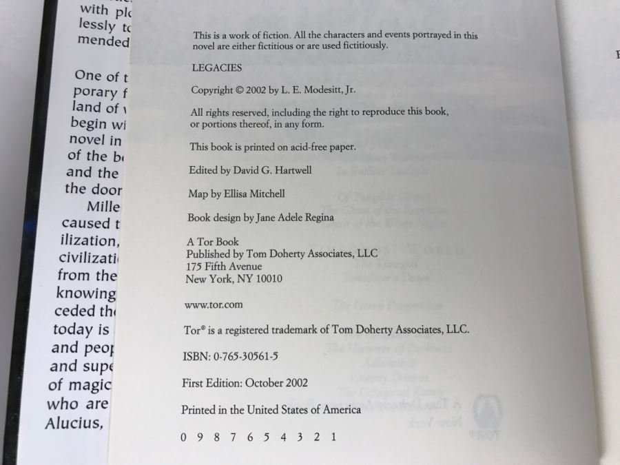 Signed First Edition 2002 Hardcover Book Legacies By L.E. Modesitt, Jr. [Photo 8]