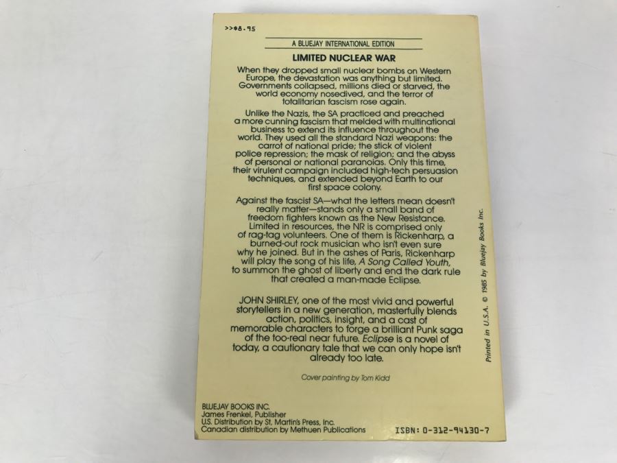 Signed First Bluejay Printing 1985 Hardcover Book Eclipse Volume One A Song Called Youth By John Shirley [Photo 4]