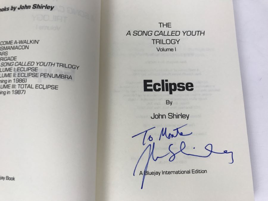 Signed First Bluejay Printing 1985 Hardcover Book Eclipse Volume One A Song Called Youth By John Shirley [Photo 5]