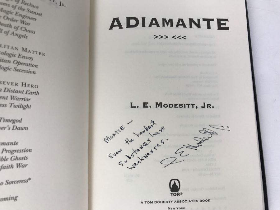 Signed First Edition 1996 Hardcover Book Adiamante By L.E. Modesitt, Jr. [Photo 6]