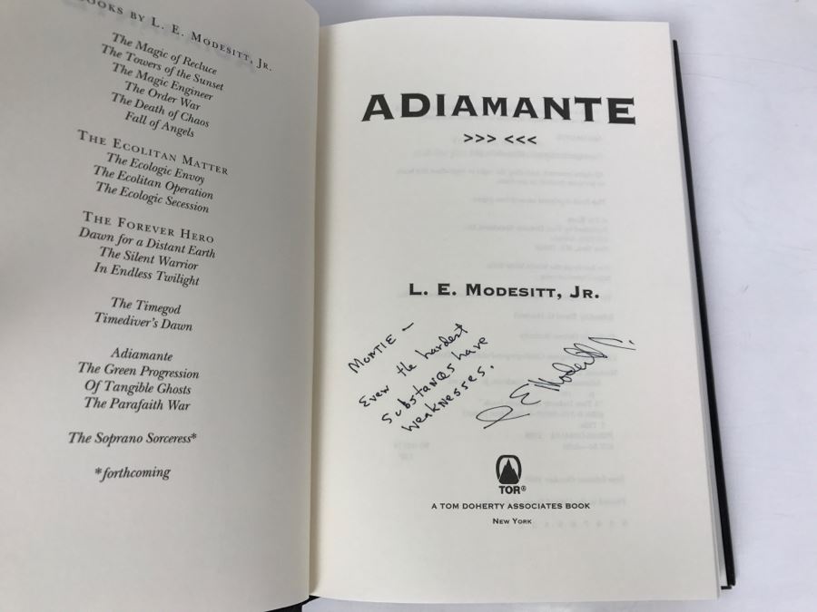 Signed First Edition 1996 Hardcover Book Adiamante By L.E. Modesitt, Jr. [Photo 5]