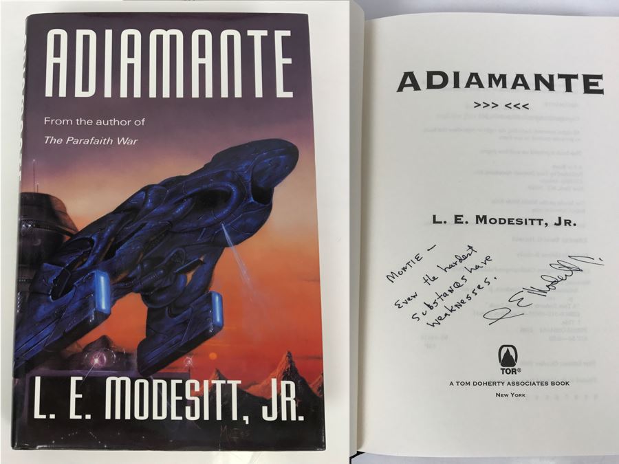 Signed First Edition 1996 Hardcover Book Adiamante By L.E. Modesitt, Jr. [Photo 1]