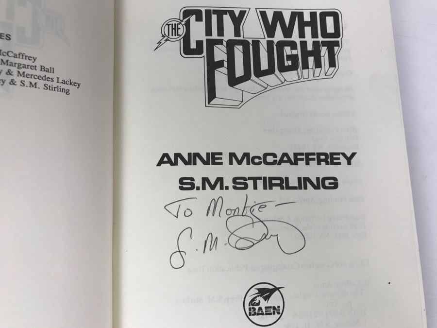 Signed First Printing 1993 Hardcover Book The City Who Fought By Anne McCaffrey And S.M. Stirling (Signed By S.M. Stirling) [Photo 6]