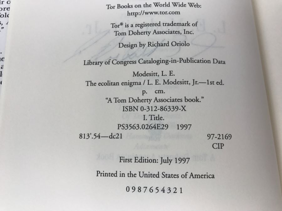 Signed First Edition 1997 Hardcover Book The Ecolitan Enigma By L.E. Modesitt, Jr. [Photo 10]