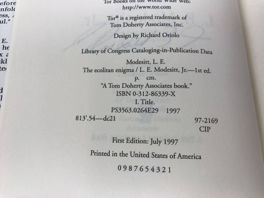 Signed First Edition 1997 Hardcover Book The Ecolitan Enigma By L.E. Modesitt, Jr. [Photo 9]