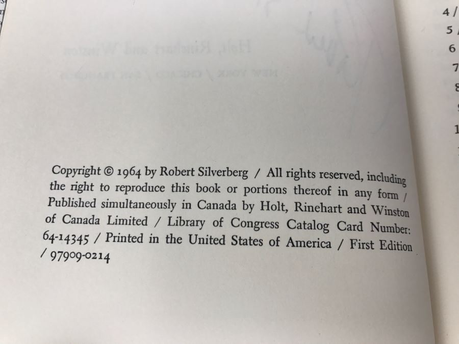 Signed First Edition 1964 Hardcover Book Time Of The Great Freeze By Robert Silverberg [Photo 9]