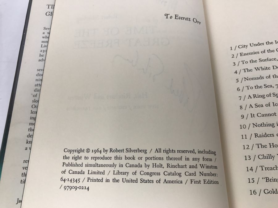 Signed First Edition 1964 Hardcover Book Time Of The Great Freeze By Robert Silverberg [Photo 8]