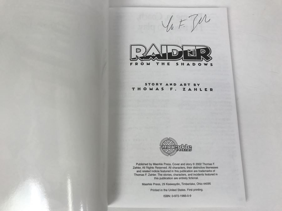 Signed First Printing 2002 Graphic Novel Raider From The Shadows By 