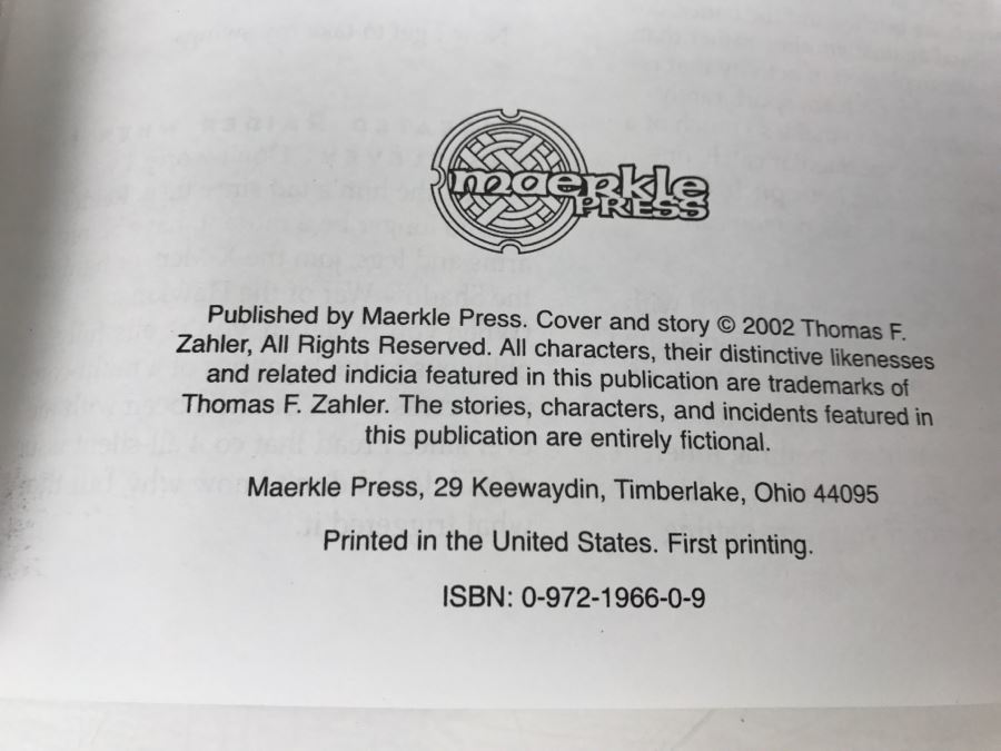 Signed First Printing 2002 Graphic Novel Raider From The Shadows By Thomas F. Zahler [Photo 9]