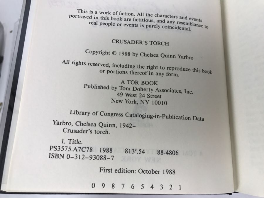 Signed First Edition Hardcover Book Crusader's Torch By Chelsea Quinn Yarbro [Photo 8]