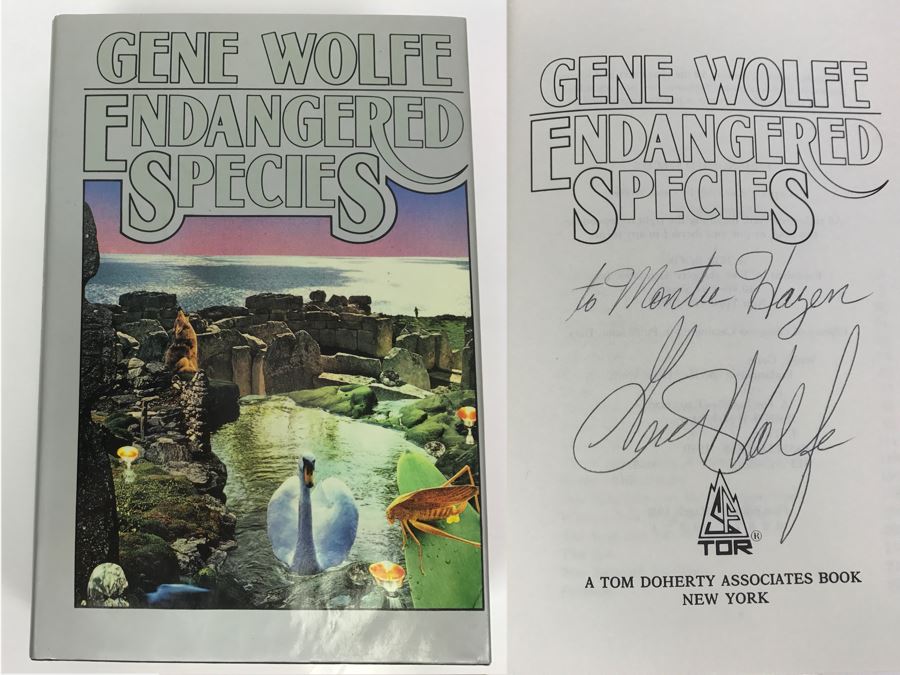 Signed First Edition 1989 Hardcover Book Endangered Species By Gene Wolfe [Photo 1]