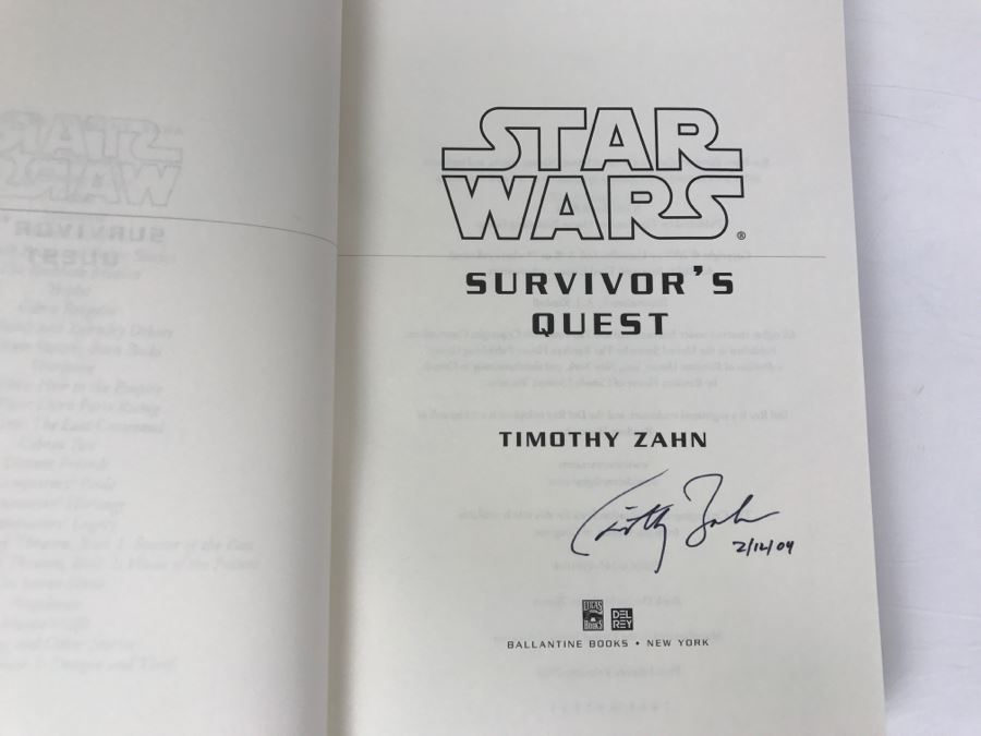 Signed First Edition 2004 Hardcover Book STAR WARS Survivor's Quest By Timothy Zahn [Photo 5]