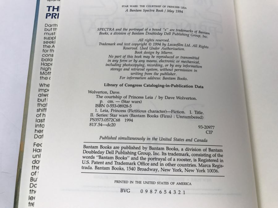 Signed 1994 Hardcover Book STAR WARS The Courtship Of Princess Leia By Dave Wolverton [Photo 8]