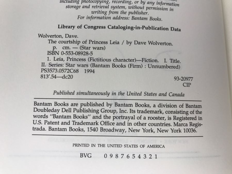 Signed 1994 Hardcover Book STAR WARS The Courtship Of Princess Leia By ...