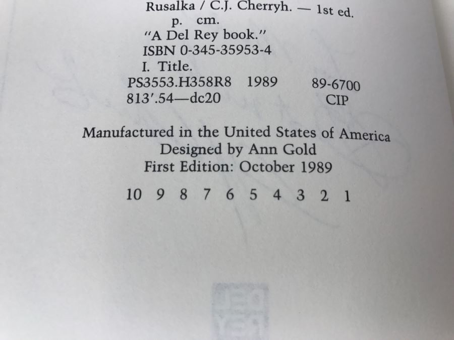 Signed First Edition 1989 Hardcover Book Rusalka By C.J. Cherryh [Photo 9]