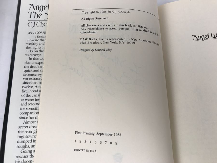 Signed First Printing 1985 Hardcover Book Angel With The Sword By C.J. Cherryh [Photo 8]