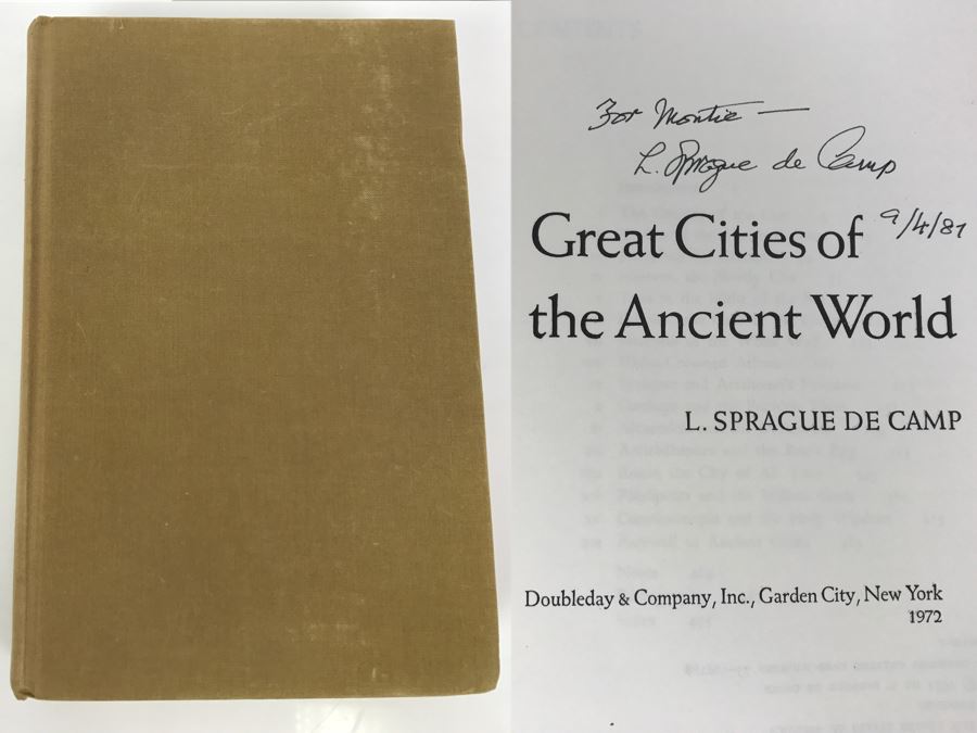 Signed 1972 Hardcover Book Great Cities Of The Ancient World By L. Sprague De Camp