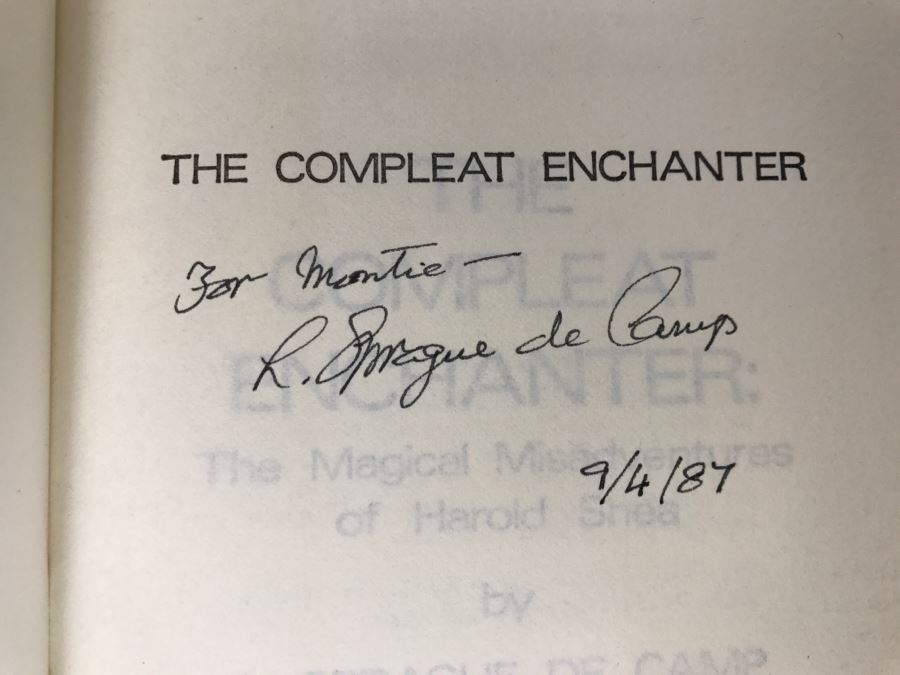 Signed Hardcover Book The Compleat Enchanter: The Magical Misadventures Of Harold Shea By L. Sprague De Camp And Fletcher Pratt (Signed By L. Sprague De Camp) [Photo 6]