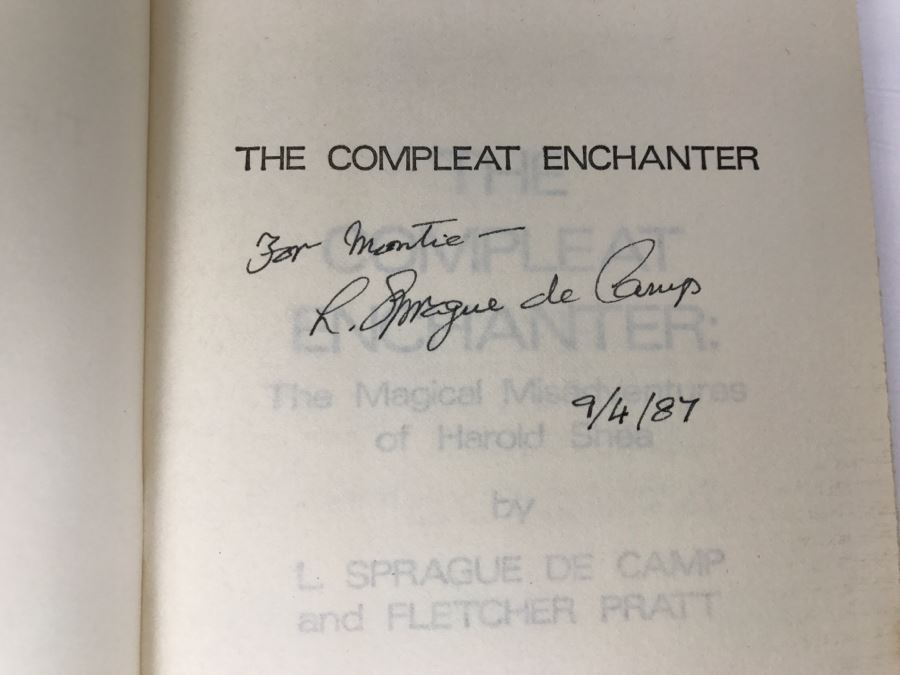 Signed Hardcover Book The Compleat Enchanter: The Magical Misadventures Of Harold Shea By L. Sprague De Camp And Fletcher Pratt (Signed By L. Sprague De Camp) [Photo 5]