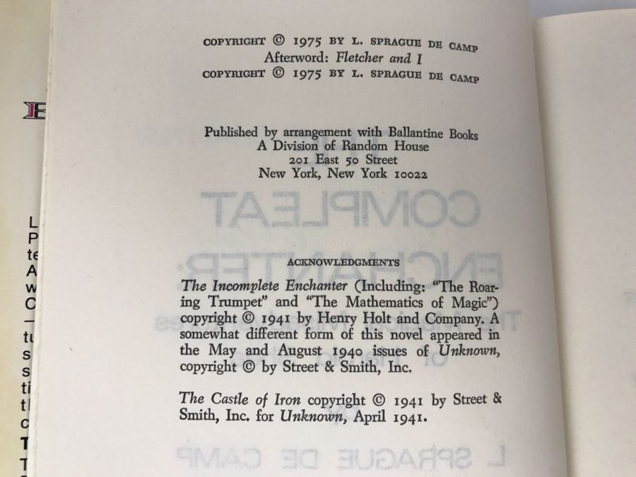 Signed Hardcover Book The Compleat Enchanter: The Magical Misadventures Of Harold Shea By L. Sprague De Camp And Fletcher Pratt (Signed By L. Sprague De Camp) [Photo 8]