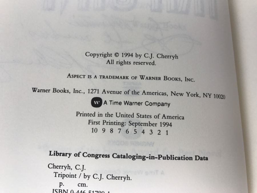 Signed First Printing 1994 Hardcover Book Tripoint By C.J. Cherryh [Photo 9]
