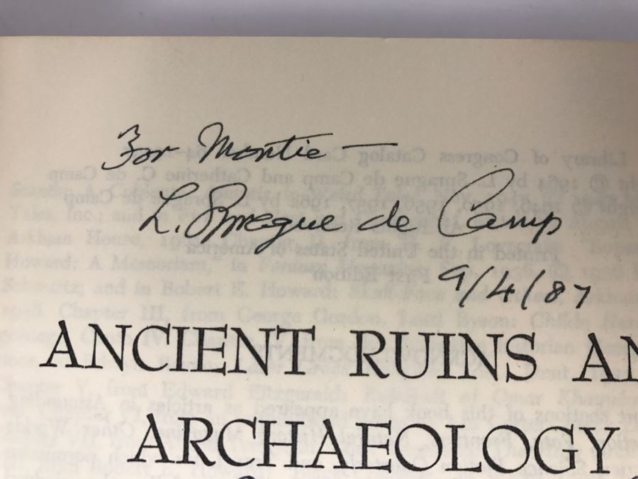 Signed First Edition 1964 Hardcover Book Ancient Ruins And Archaeology By L. Sprague De Camp And Catherine C. De Camp (Signed By Both Authors) [Photo 8]
