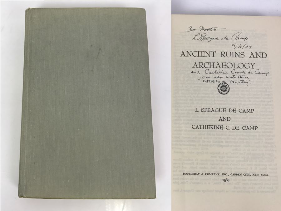 Signed First Edition 1964 Hardcover Book Ancient Ruins And Archaeology By L. Sprague De Camp And Catherine C. De Camp (Signed By Both Authors)