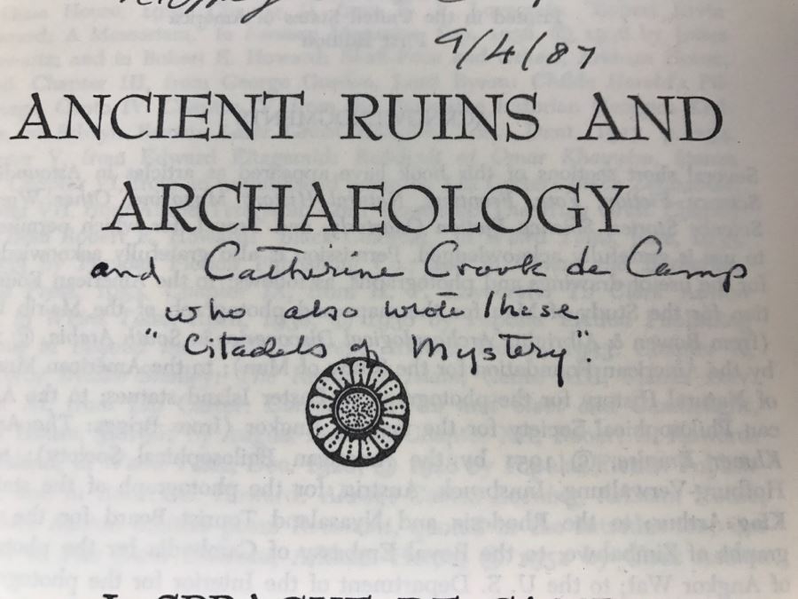 Signed First Edition 1964 Hardcover Book Ancient Ruins And Archaeology By L. Sprague De Camp And Catherine C. De Camp (Signed By Both Authors) [Photo 9]