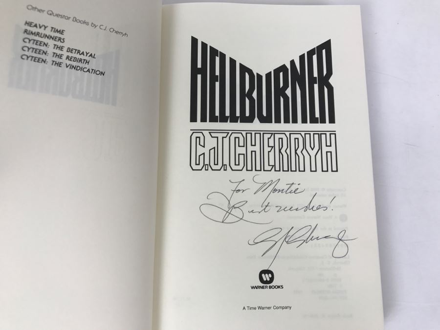 Signed First Printing 1992 Hardcover Book Hellburner By C.J. Cherryh [Photo 5]