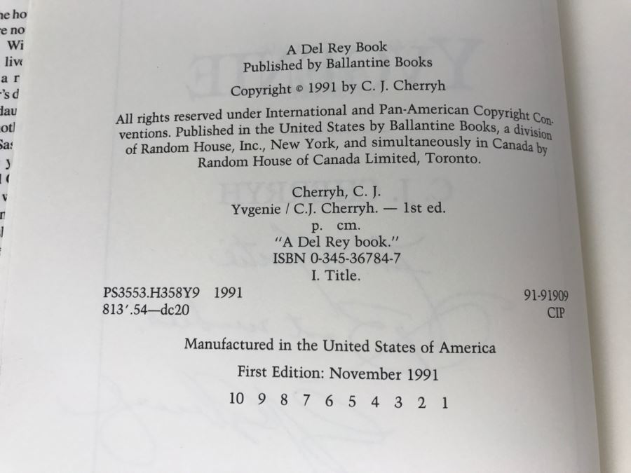 Signed First Edition 1991 Hardcover Book Yvgenie By C.J. Cherryh [Photo 9]
