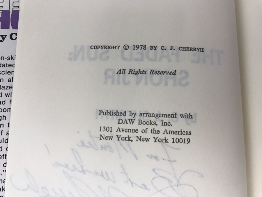 Signed 1978 Hardcover Book The Faded Sun: Shon'Jir By C.J. Cherryh [Photo 9]