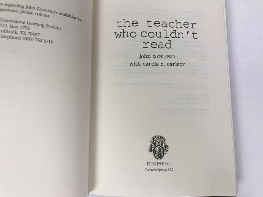 Signed Hardcover Book The Teacher Who Couldn't Read By John Corcoran [Photo 10]