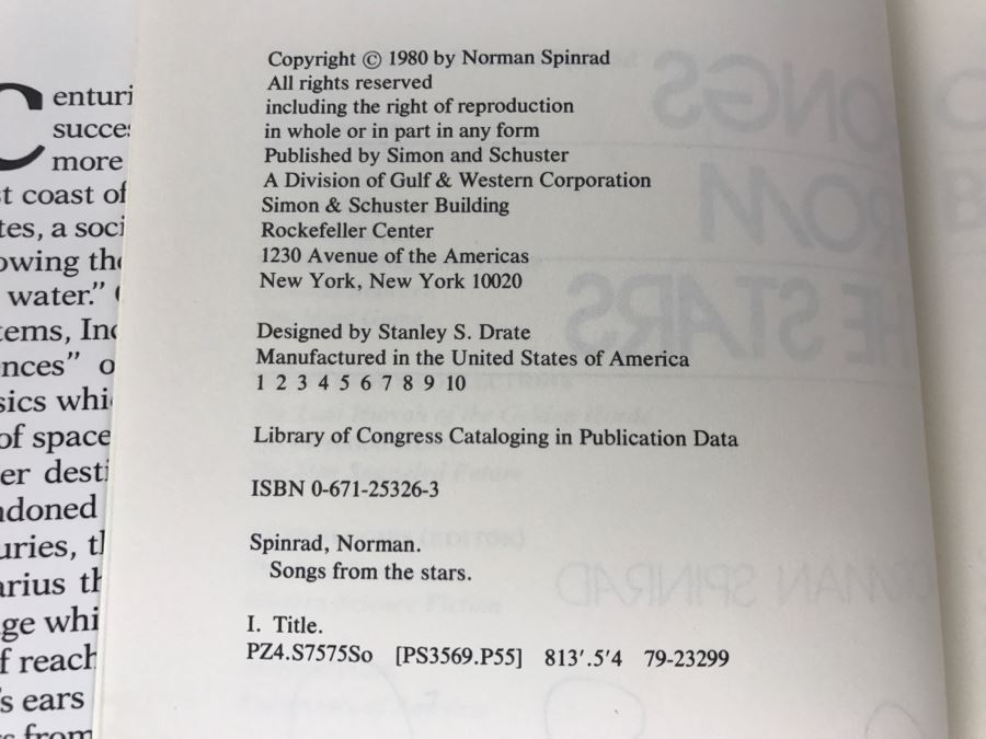 Signed 1980 Hardcover Book Songs From The Stars By Norman Spinrad [Photo 7]