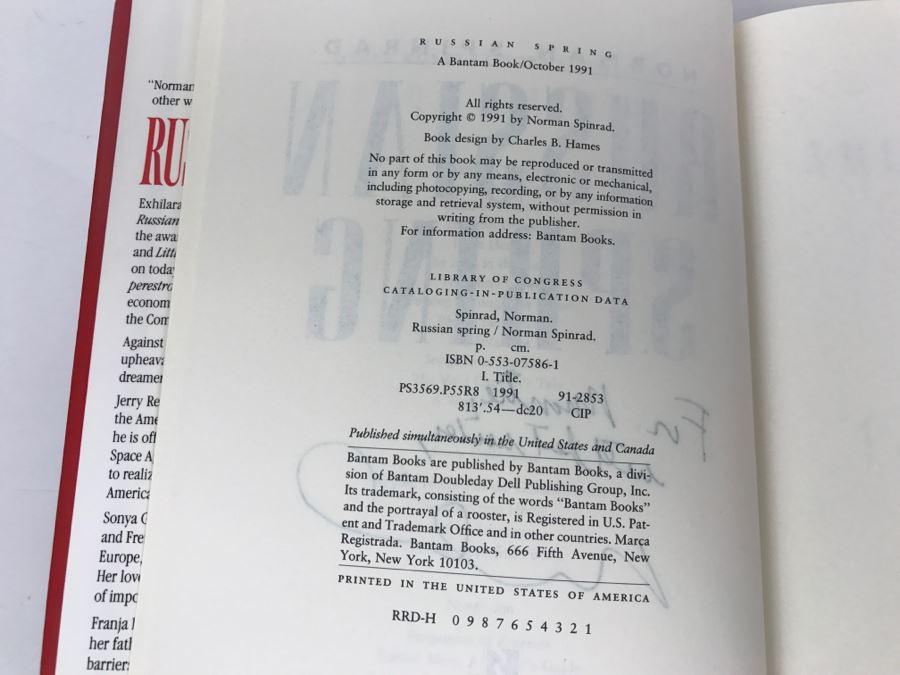 Signed 1991 Hardcover Book Russian Spring By Norman Spinrad [Photo 7]