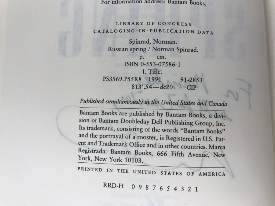 Signed 1991 Hardcover Book Russian Spring By Norman Spinrad [Photo 8]