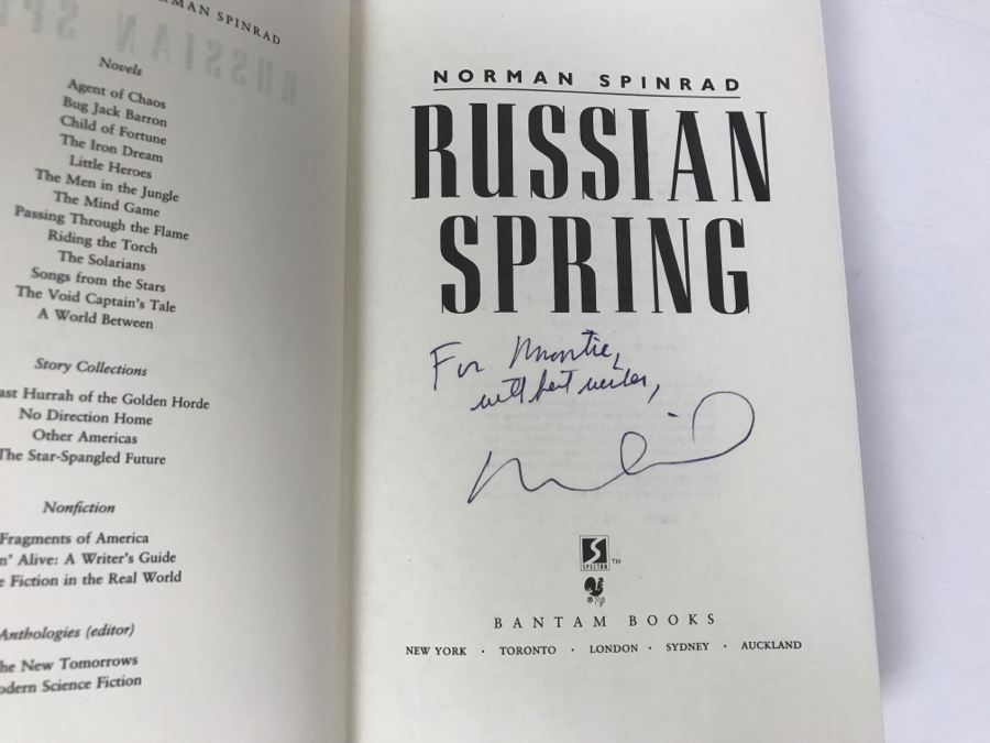 Signed 1991 Hardcover Book Russian Spring By Norman Spinrad [Photo 4]