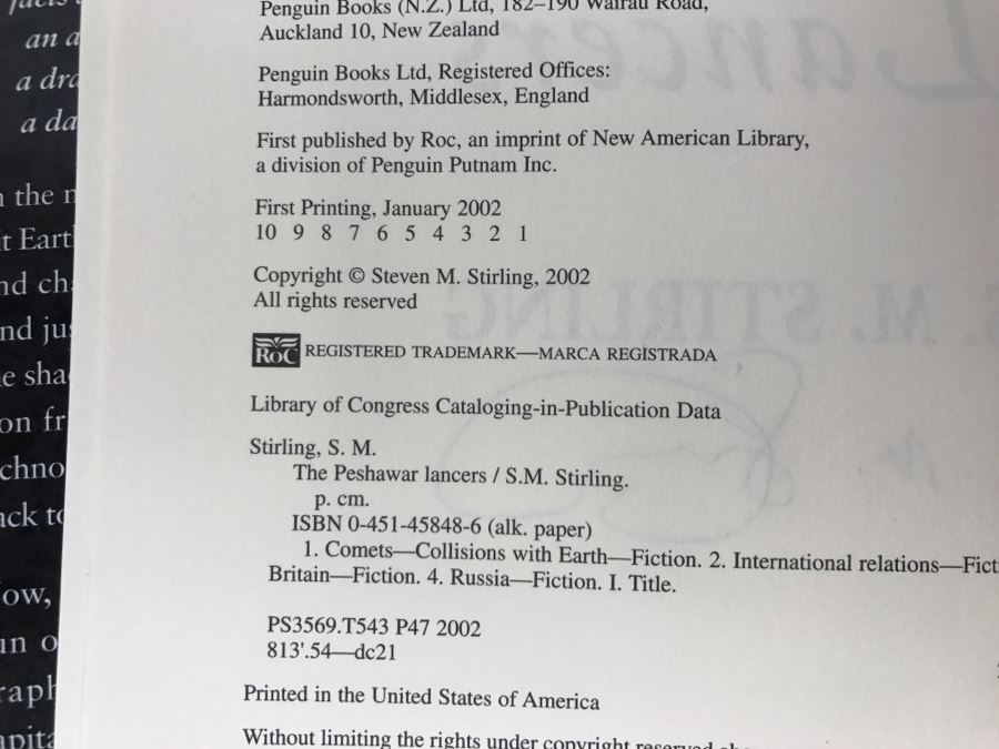 Signed First Printing 2002 Hardcover Book The Peshawar Lancers By S.M. Stirling [Photo 9]