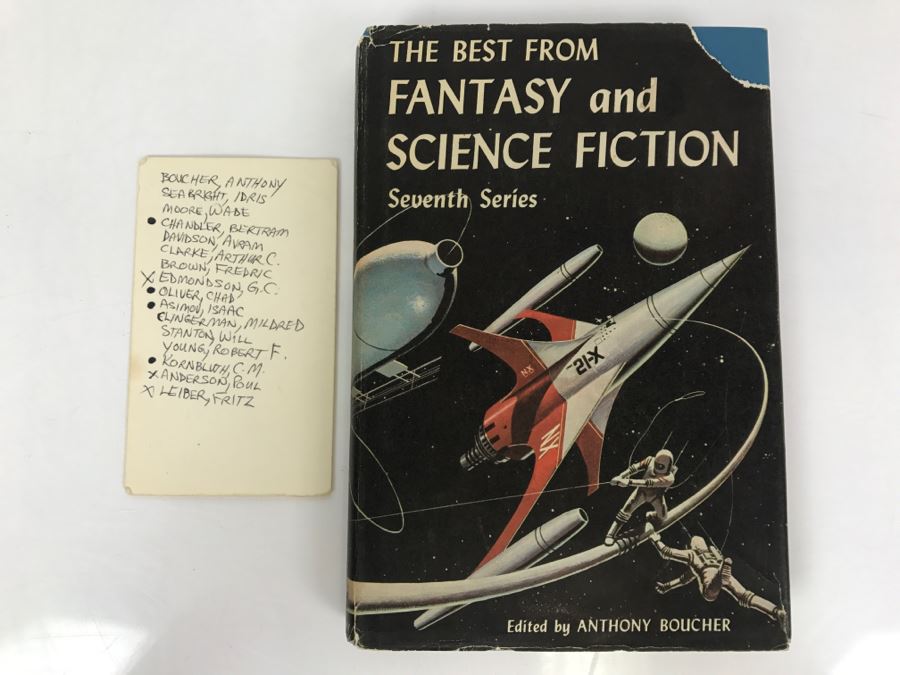 Signed 1958 Hardcover Book The Best From Fantasy And Science Fiction Seventh Series Signed By G.C. Edmondson, Poul Anderson And Fritz Leiber [Photo 2]
