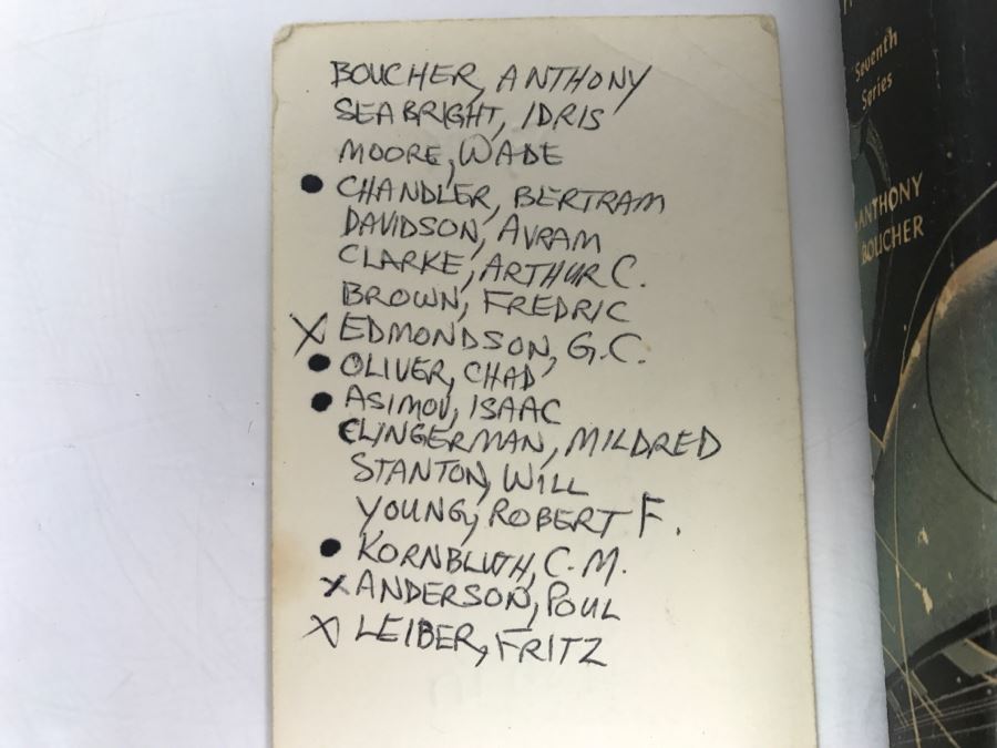 Signed 1958 Hardcover Book The Best From Fantasy And Science Fiction Seventh Series Signed By G.C. Edmondson, Poul Anderson And Fritz Leiber [Photo 3]