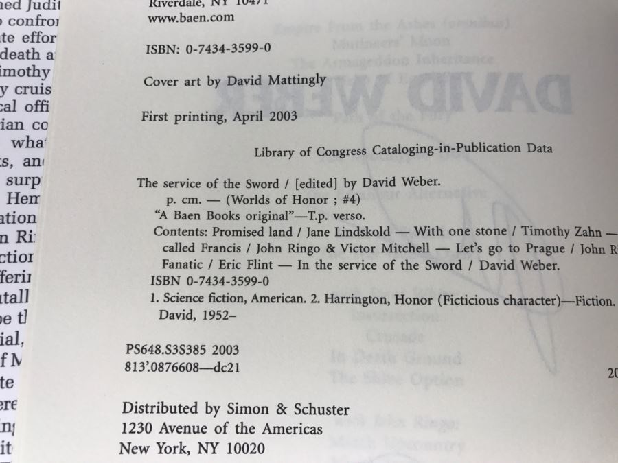 Signed First Printing 2003 Hardcover Book The Service Of The Sword By David Weber [Photo 8]