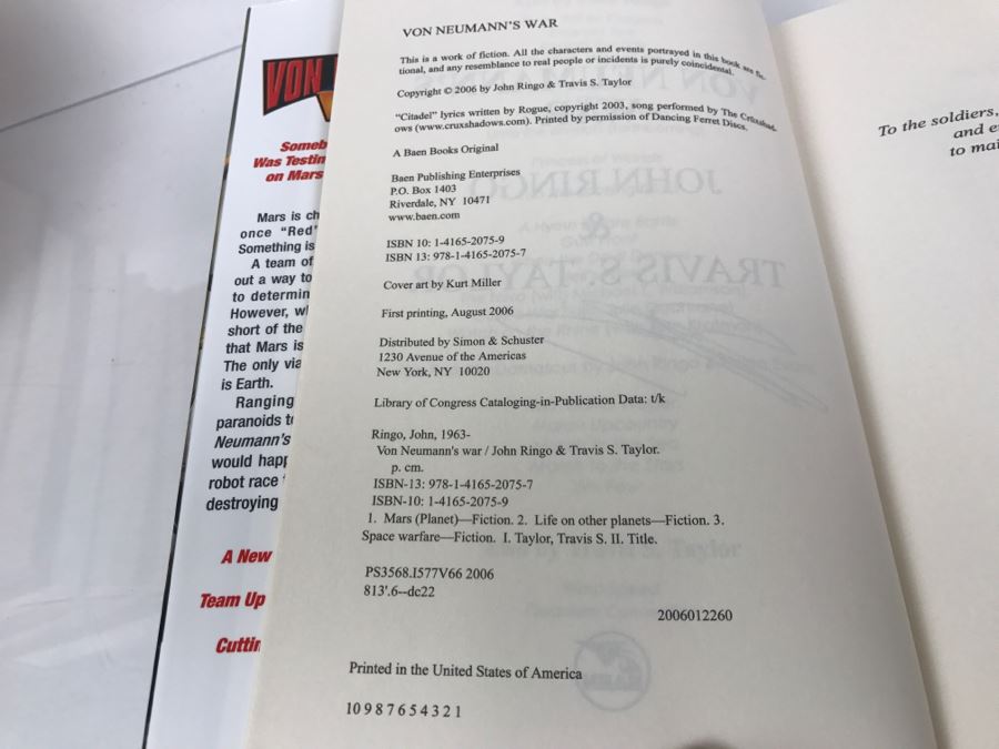 Signed First Printing 2006 Hardcover Book Von Neumann's War By John Ringo And Travis S. Taylor (Signed By John Ringo) [Photo 7]