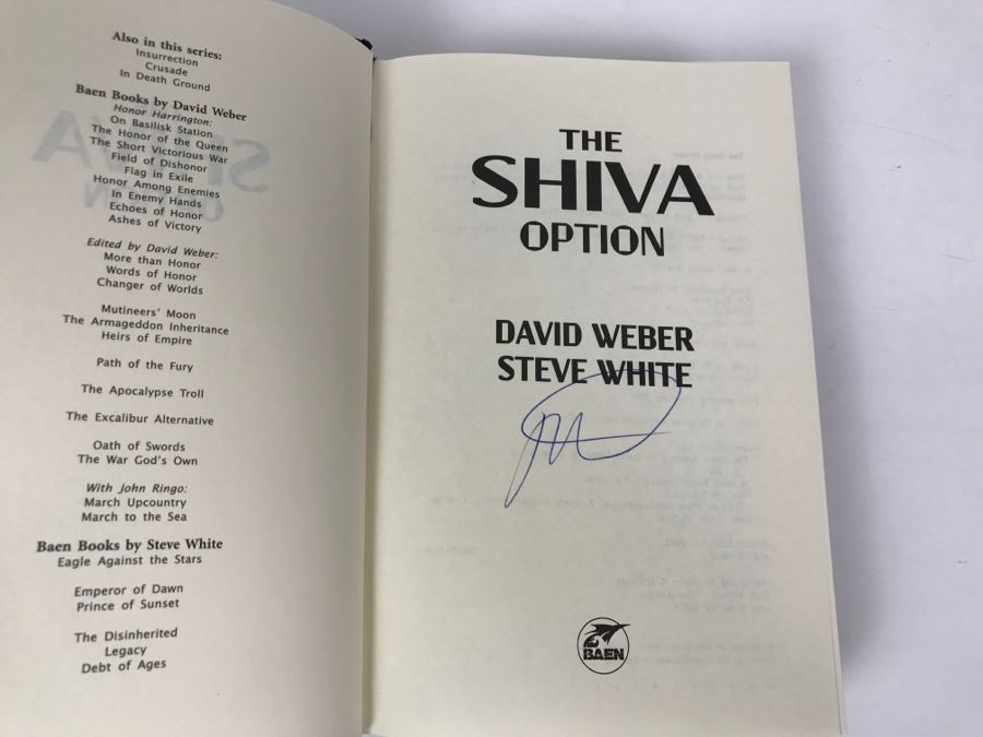 Signed First Printing 2002 Hardcover Book The Shiva Option By David Weber And Steve White (Signed By David Weber) [Photo 5]