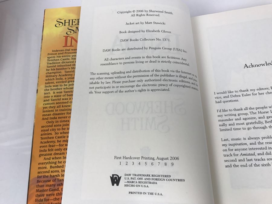 Signed First Hardcover Printing 2006 Book Inda By Sherwood Smith [Photo 8]