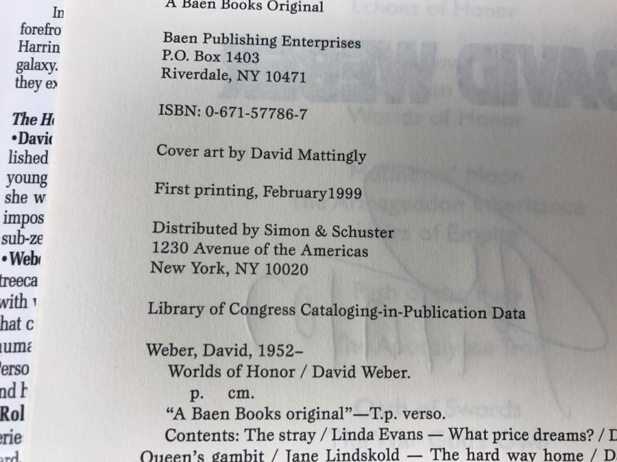 Signed First Printing 1999 Hardcover Book Worlds Of Honor By David Weber [Photo 9]