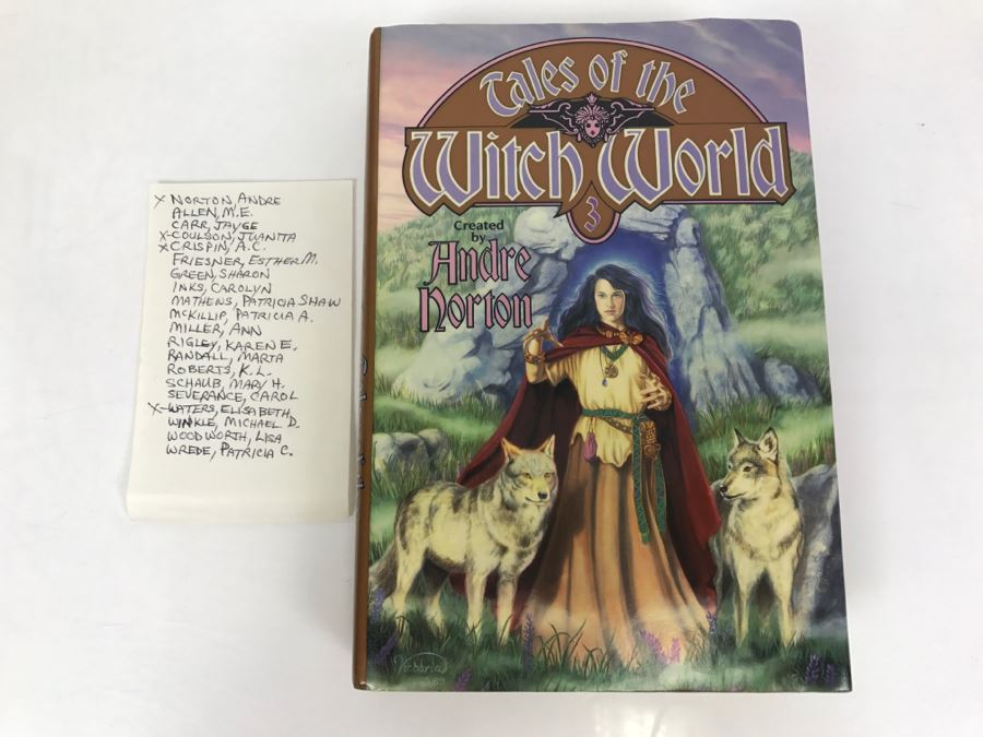 Signed First Edition 1990 Hardcover Book Tales Of The Witch World 3 Created By Andre Norton - Signed By Andre Norton, Juanita Coulson, A.C. Crispin And Elisabeth Waters [Photo 2]