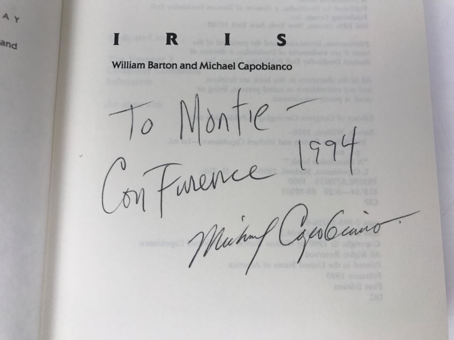 Signed First Edition 1990 Hardcover Book IRIS By William Barton And Michael Capobianco (Signed By Michael Capobianco) [Photo 6]