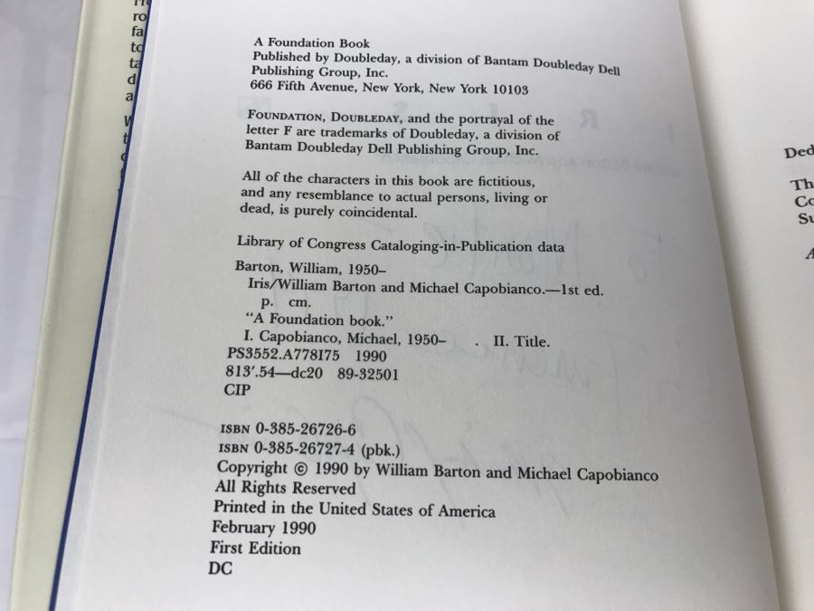 Signed First Edition 1990 Hardcover Book IRIS By William Barton And Michael Capobianco (Signed By Michael Capobianco) [Photo 7]