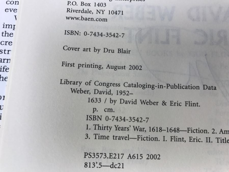 Signed First Printing 2002 Hardcover Book 1633 By David Weber And Eric Flint (Signed By David Weber) [Photo 9]
